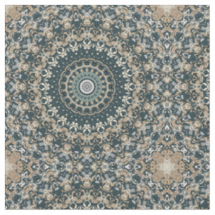 Turquoise en Beige Mandala Patroonontwerp Stof