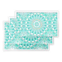 Turquoise en beige oceaan Mandala patroon