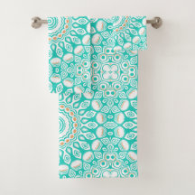Turquoise en beige oceaan Mandala patroon