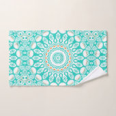 Turquoise en beige oceaan Mandala patroon Bad Handdoek (Handdoek)