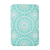 Turquoise en beige oceaan Mandala patroon Badmat (Voorkant Verticaal)
