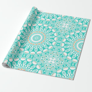 Turquoise en beige oceaan Mandala patroon Cadeaupapier