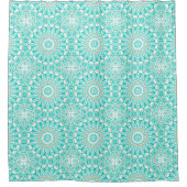 Turquoise en beige oceaan Mandala patroon Douchegordijn (Voorkant)