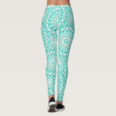 Turquoise en beige oceaan Mandala patroon Leggings (Achterkant)