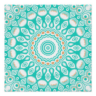 Turquoise en Beige Oceaan Mandala Patroon Perfect Poster