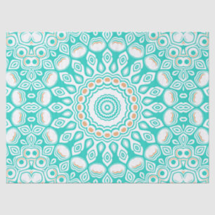 Turquoise en Beige Oceaan Mandala Patroon Tissuepapier
