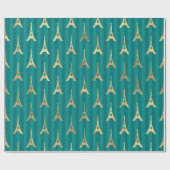 Turquoise en BGold Eiffeltoren Cadeaupapier (Vlak)