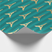 Turquoise en BGold Eiffeltoren Cadeaupapier (Hoek)