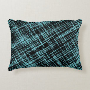 Turquoise en Black Abstract Stripe Pattern Accent Kussen