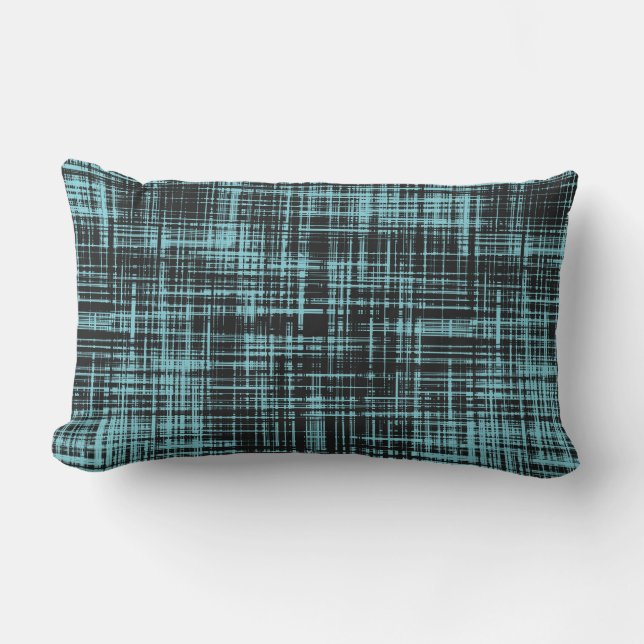 Turquoise en Black Abstract Stripe Pattern Buitenkussen (Voorkant)