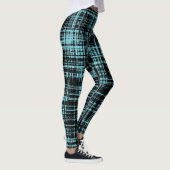 Turquoise en Black Abstract Stripe Pattern Leggings (Rechts)