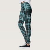 Turquoise en Black Abstract Stripe Pattern Leggings (Links)