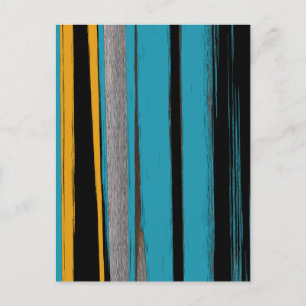 Turquoise en Black - Abstracte kunststrepen Briefkaart