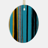 Turquoise en Black - Abstracte kunststrepen Keramisch Ornament (Rechts)