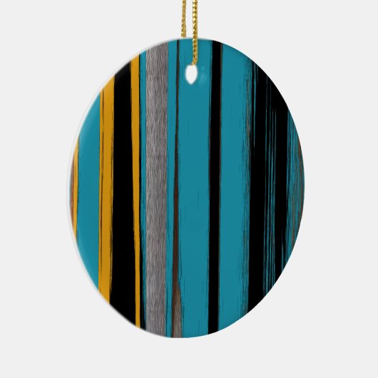 Turquoise en Black - Abstracte kunststrepen Keramisch Ornament (Rechts)
