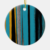 Turquoise en Black - Abstracte kunststrepen Keramisch Ornament (Voorkant)