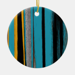 Turquoise en Black - Abstracte kunststrepen Keramisch Ornament