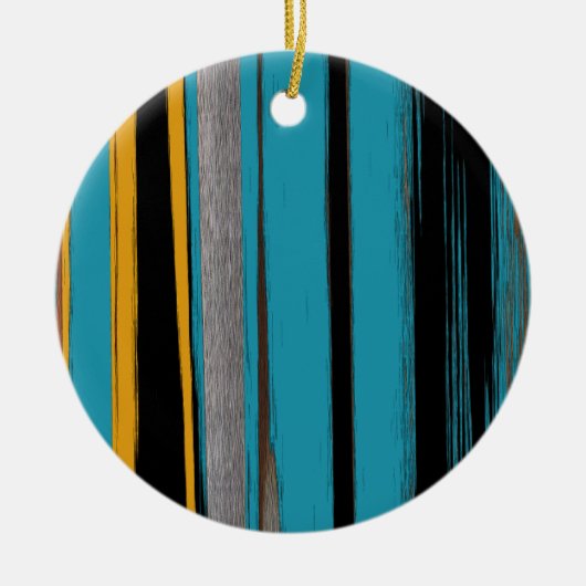 Turquoise en Black - Abstracte kunststrepen Keramisch Ornament (Voorkant)