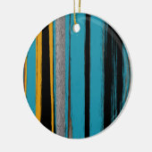 Turquoise en Black - Abstracte kunststrepen Keramisch Ornament (Links)