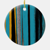 Turquoise en Black - Abstracte kunststrepen Keramisch Ornament (Achterkant)