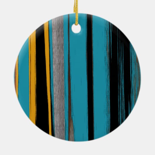 Turquoise en Black - Abstracte kunststrepen Keramisch Ornament (Achterkant)