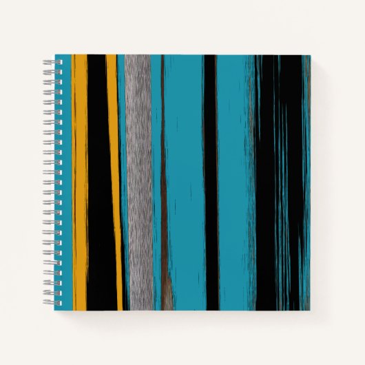 Turquoise en Black - Abstracte kunststrepen Notitieboek (Voorkant)