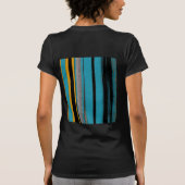 Turquoise en Black - Abstracte kunststrepen T-shirt (Achterkant)
