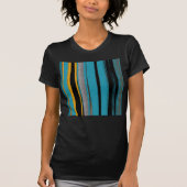 Turquoise en Black - Abstracte kunststrepen T-shirt (Voorkant)