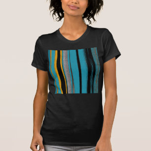 Turquoise en Black - Abstracte kunststrepen T-shirt