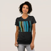 Turquoise en Black - Abstracte kunststrepen T-shirt (Voorkant volledig)