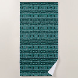 Turquoise en Black Aztec Pattern Strandlaken