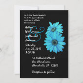 Turquoise en Black Daisy Wedding Invitation Kaart (Voorkant)