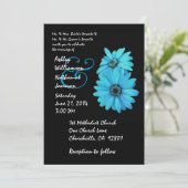 Turquoise en Black Daisy Wedding Invitation Kaart (Staand voorkant)