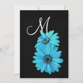 Turquoise en Black Daisy Wedding Invitation Kaart (Achterkant)