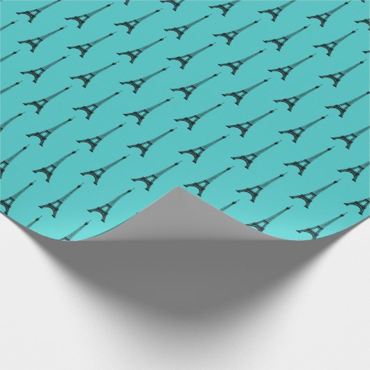 Turquoise en Black Eiffel Tower Cadeaupapier (Hoek)