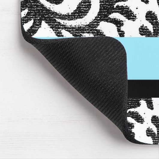 Turquoise en Black Floral Pattern Muismat (Hoek)