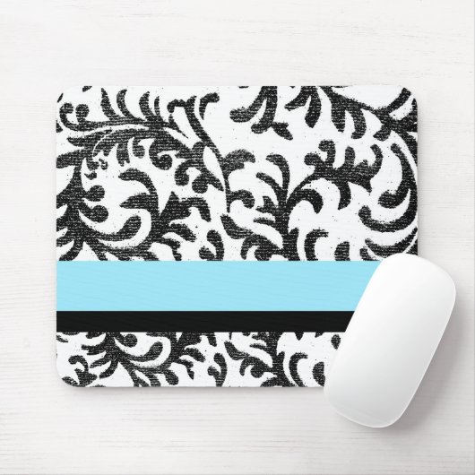 Turquoise en Black Floral Pattern Muismat (Met muis)