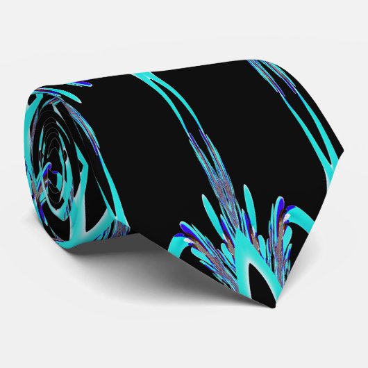 Turquoise en Black Fractal Stropdas (Opgerold)