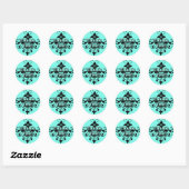 Turquoise en Black Hartelijk dank Ronde Sticker (Vel)