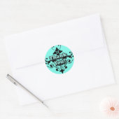  Turquoise en Black Hartelijk dank Ronde Sticker (Envelop)