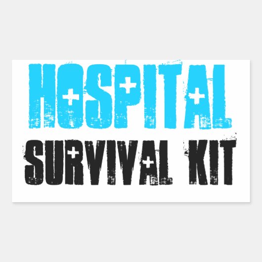 Turquoise en Black Hospital Survival Kit Labels (Voorkant)