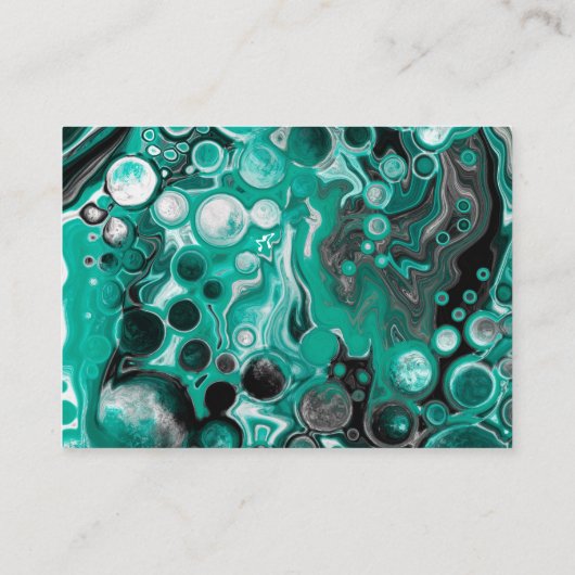 Turquoise en Black Marble Fluid Art Visitekaartje (Achterkant)