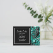 Turquoise en Black Marble Fluid Art Visitekaartje (Staand voorkant)