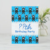 Turquoise en Black Ninja Bunny Pattern Kaart (Staand voorkant)