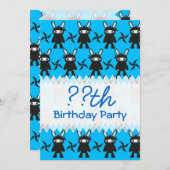 Turquoise en Black Ninja Bunny Pattern Kaart (Voorkant / Achterkant)