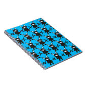 Turquoise en Black Ninja Bunny Pattern Notitieboek (Rechterzijde)