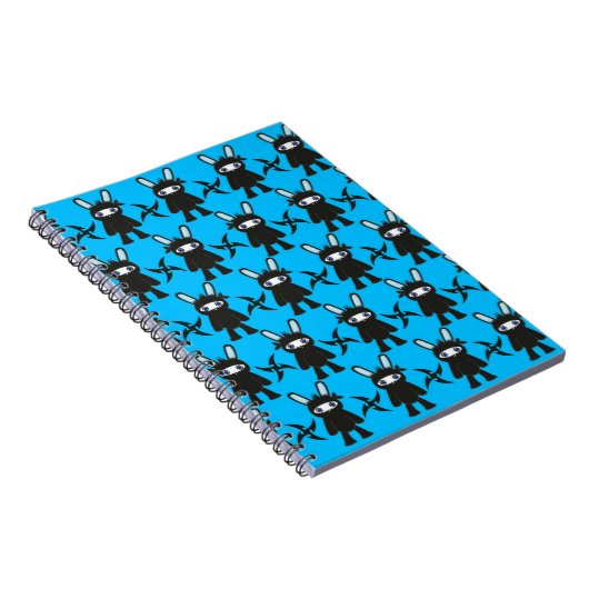 Turquoise en Black Ninja Bunny Pattern Notitieboek (Rechterzijde)