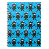 Turquoise en Black Ninja Bunny Pattern Notitieboek (Voorkant)
