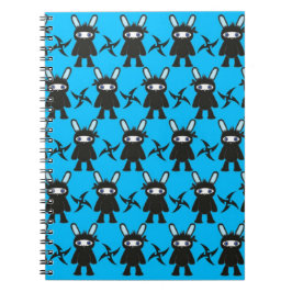 Turquoise en Black Ninja Bunny Pattern Notitieboek
