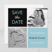 Turquoise en Black Save the Date Photo Cards (Voorkant / Achterkant)